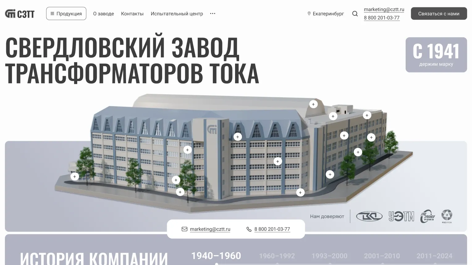 CZTT.RU, рост за счет SEO с 201 до 3055 обращений в месяц — увеличенный экран проекта 01